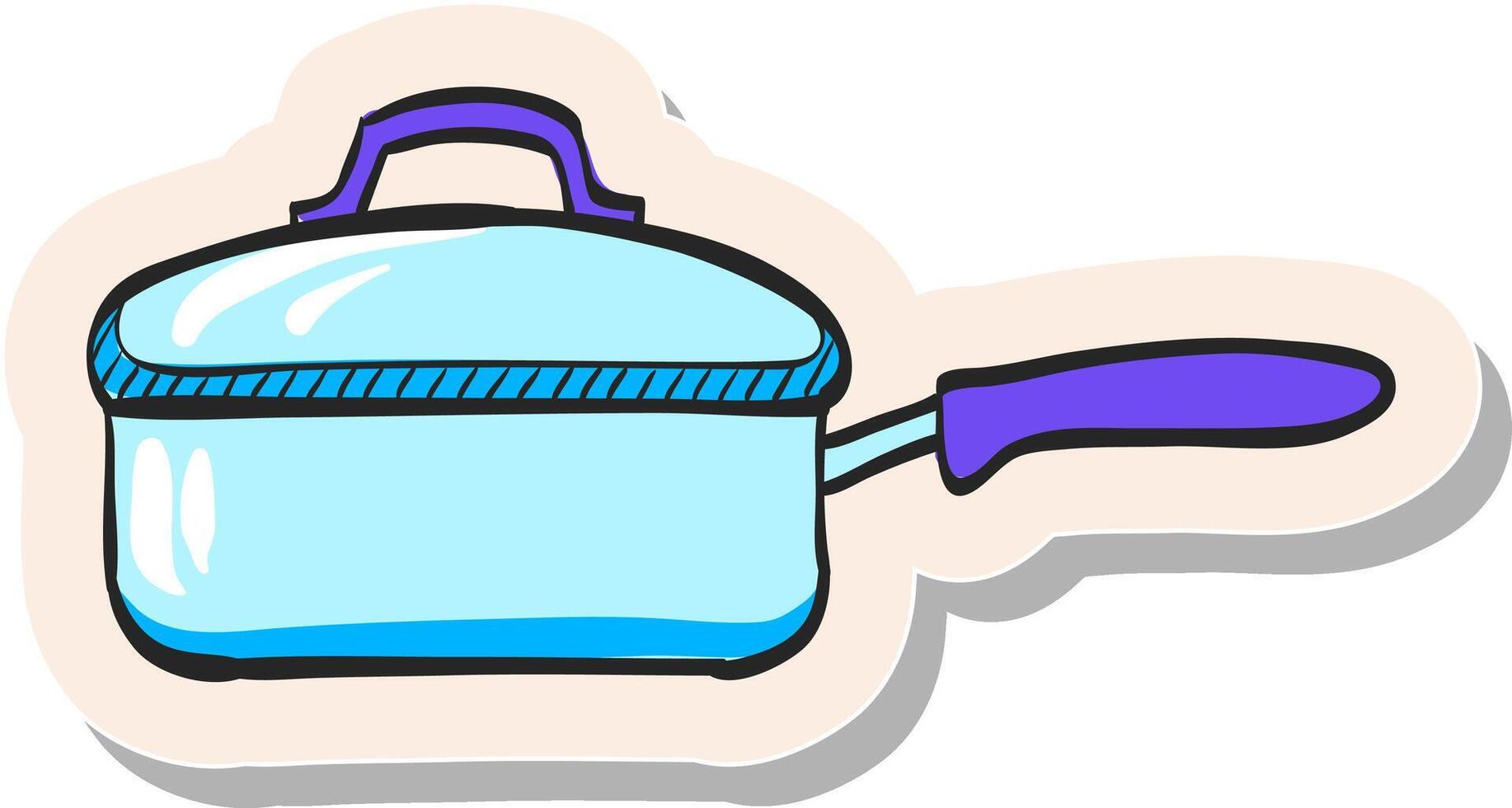 hand- getrokken Koken pan icoon in sticker stijl vector illustratie
