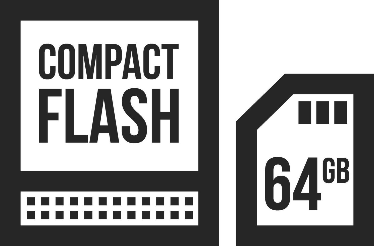 compact flash en sd kaart icoon in dik schets stijl. zwart en wit monochroom vector illustratie.