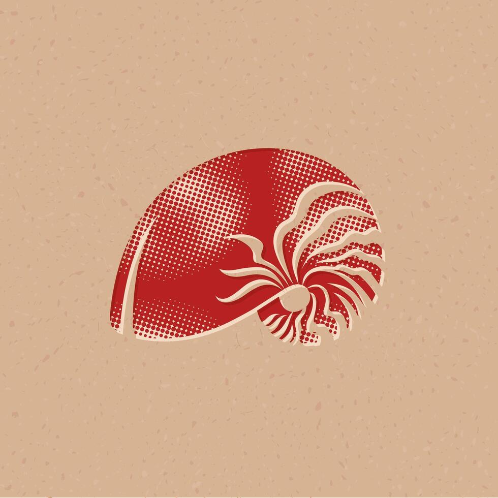 nautilus halftone stijl icoon met grunge achtergrond vector illustratie