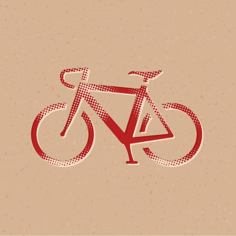 weg fiets halftone stijl icoon met grunge achtergrond vector illustratie