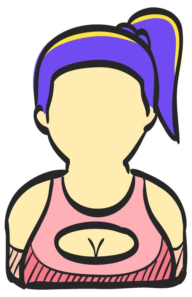 meisje avatar icoon in hand- getrokken kleur vector illustratie