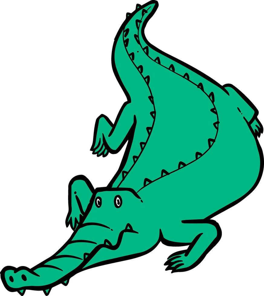 hand- getrokken alligator kleur vector illustratie