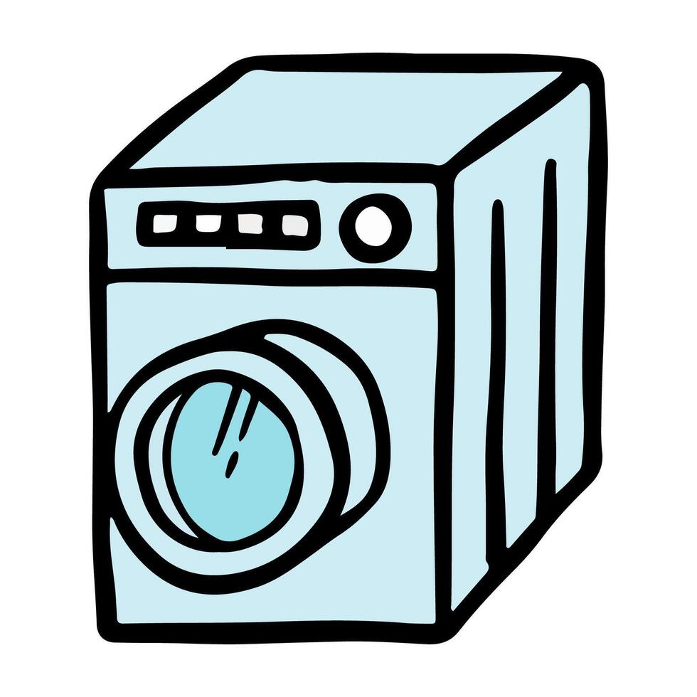 het wassen machine hand- getrokken vector kleur illustratie