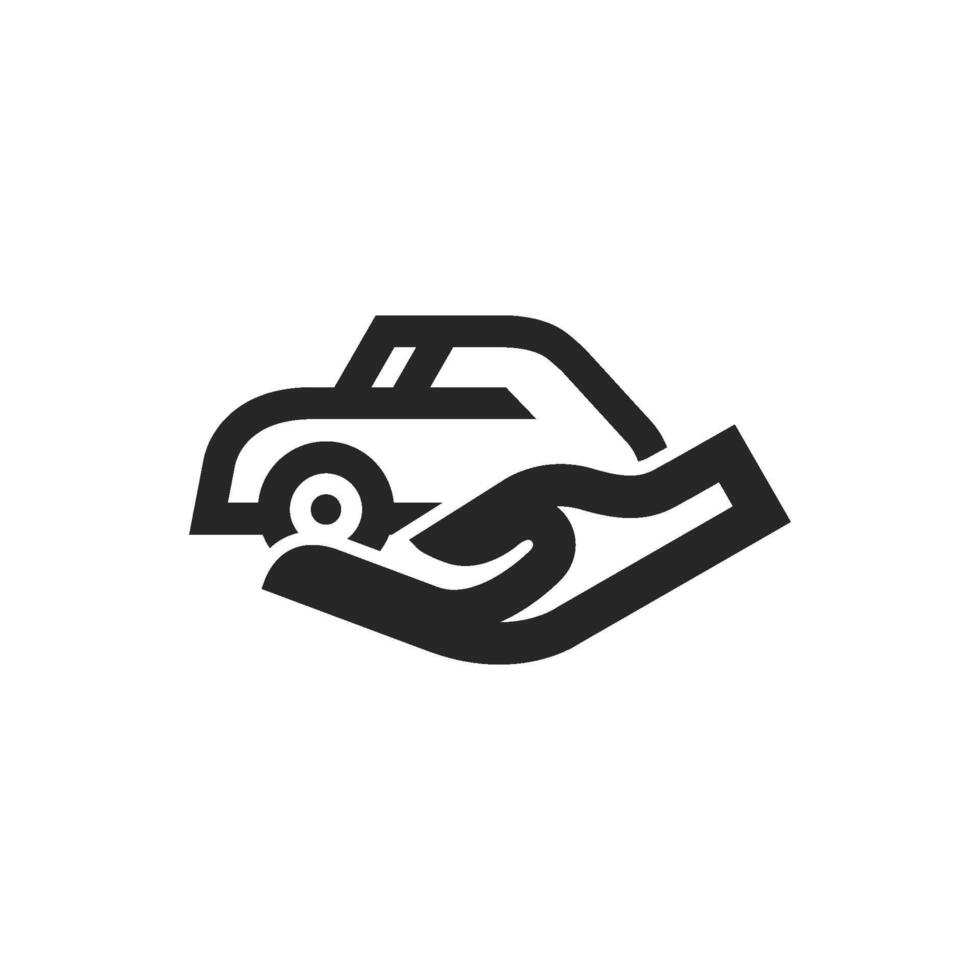 hand- Holding auto icoon in dik schets stijl. zwart en wit monochroom vector illustratie.