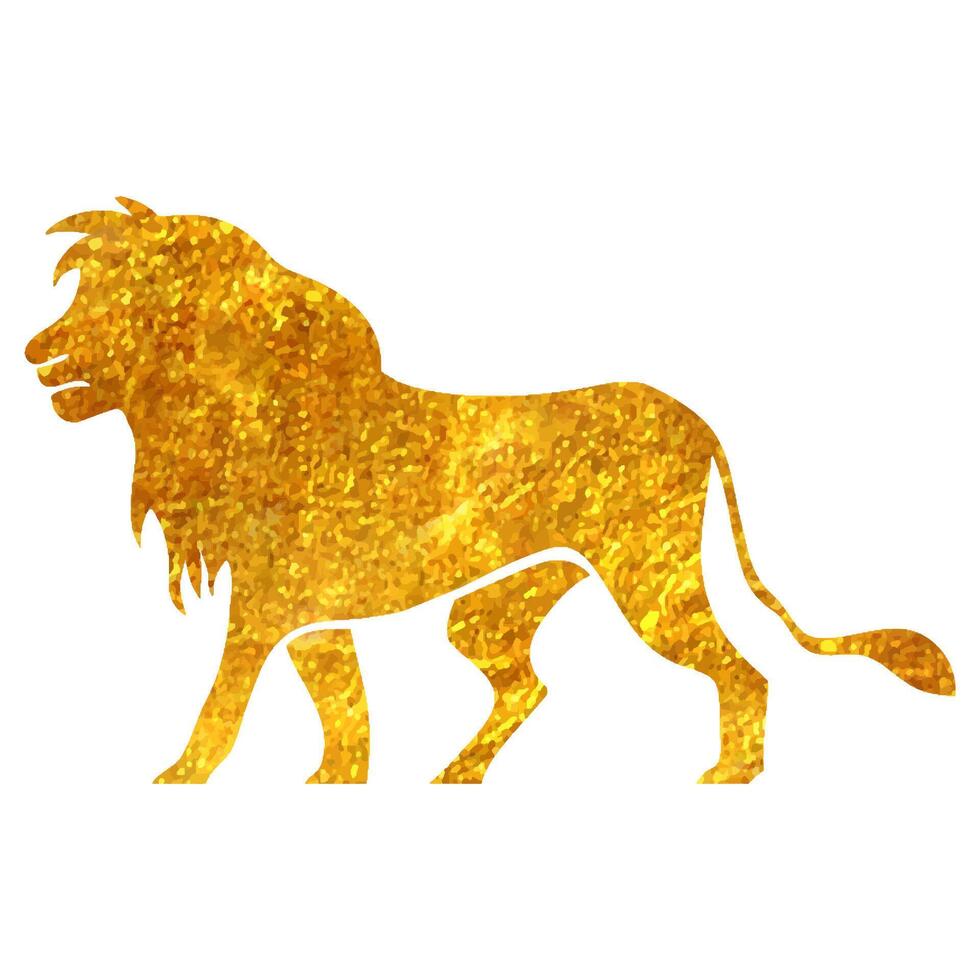 hand- getrokken leeuw icoon in goud folie structuur vector illustratie