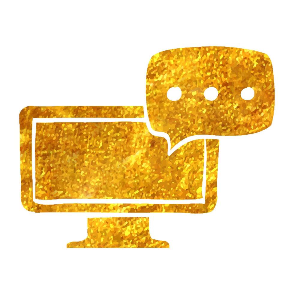 hand- getrokken webinar icoon in goud folie structuur vector illustratie