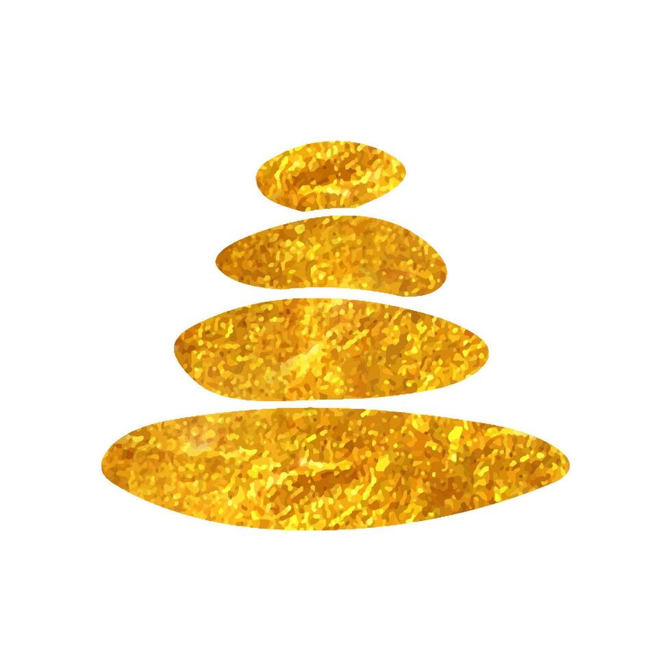 hand- getrokken gestapeld steen icoon in goud folie structuur vector illustratie