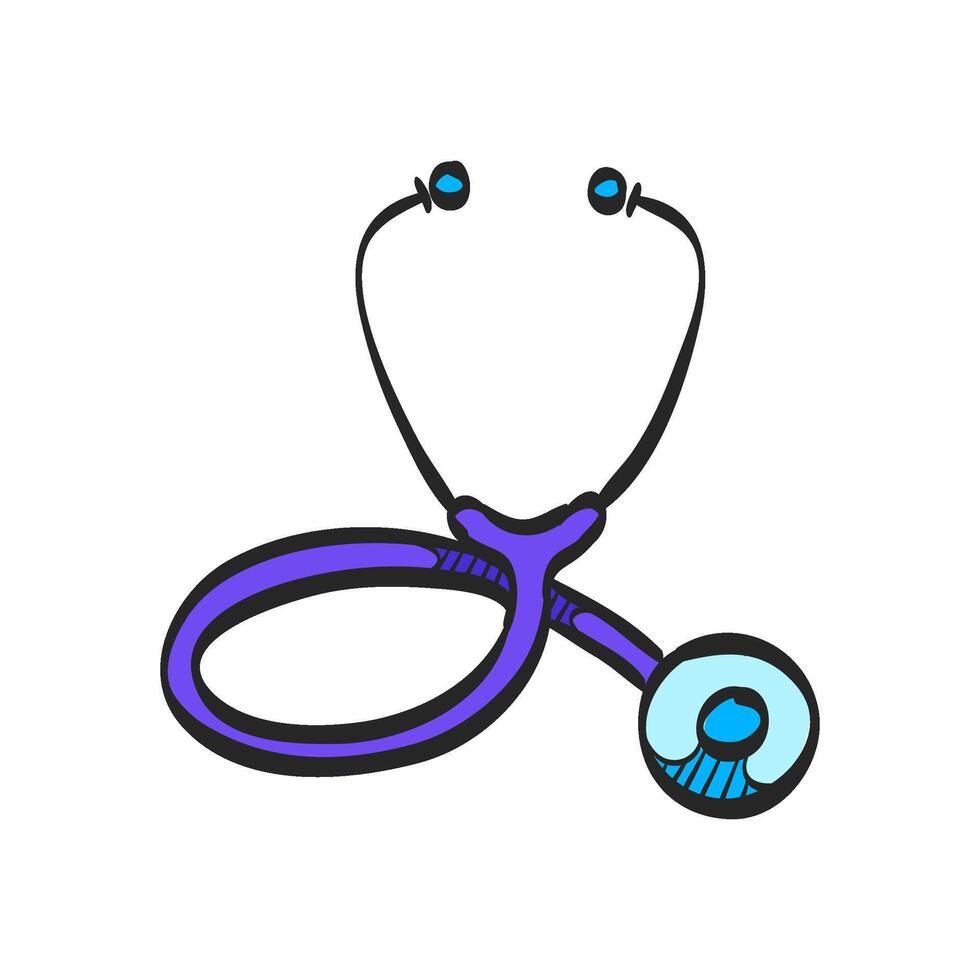 stethoscoop icoon in hand- getrokken kleur vector illustratie