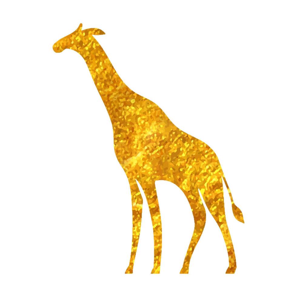 hand- getrokken giraffe icoon in goud folie structuur vector illustratie