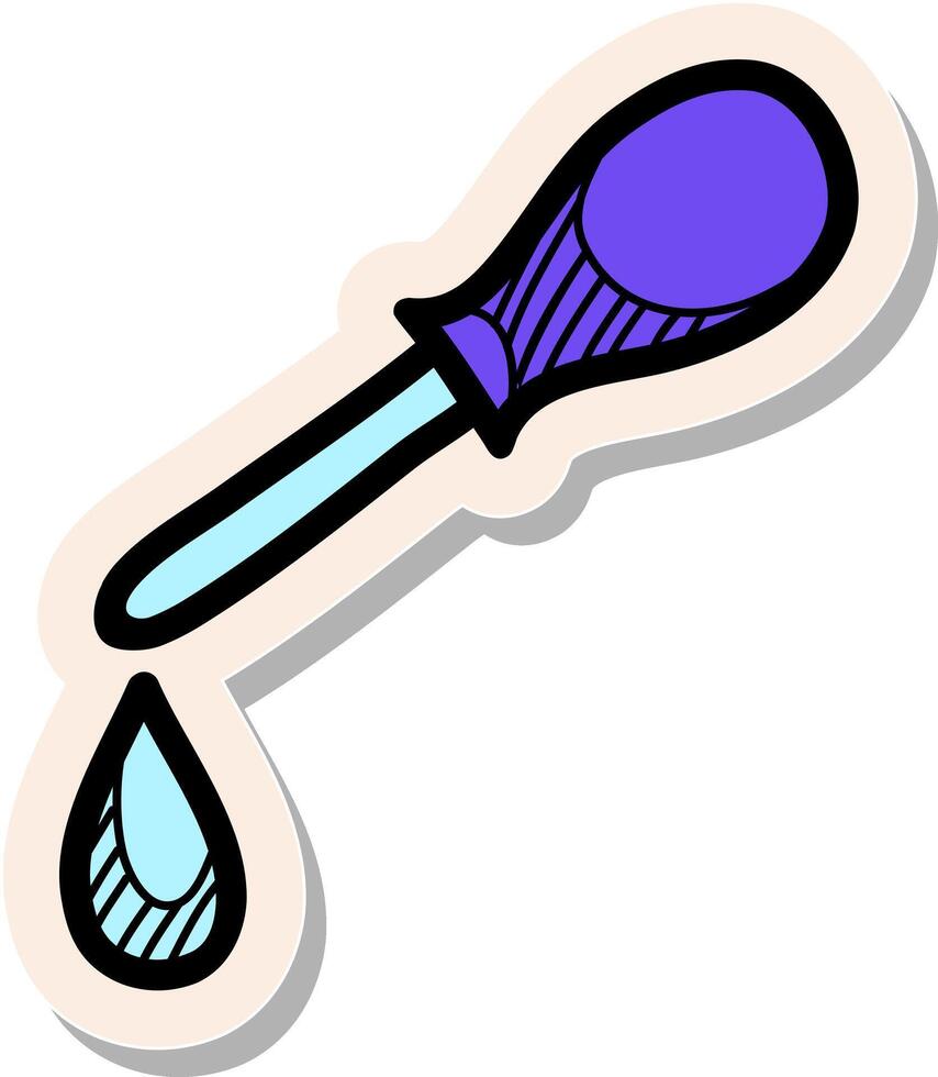 hand- getrokken pipet icoon in sticker stijl vector illustratie