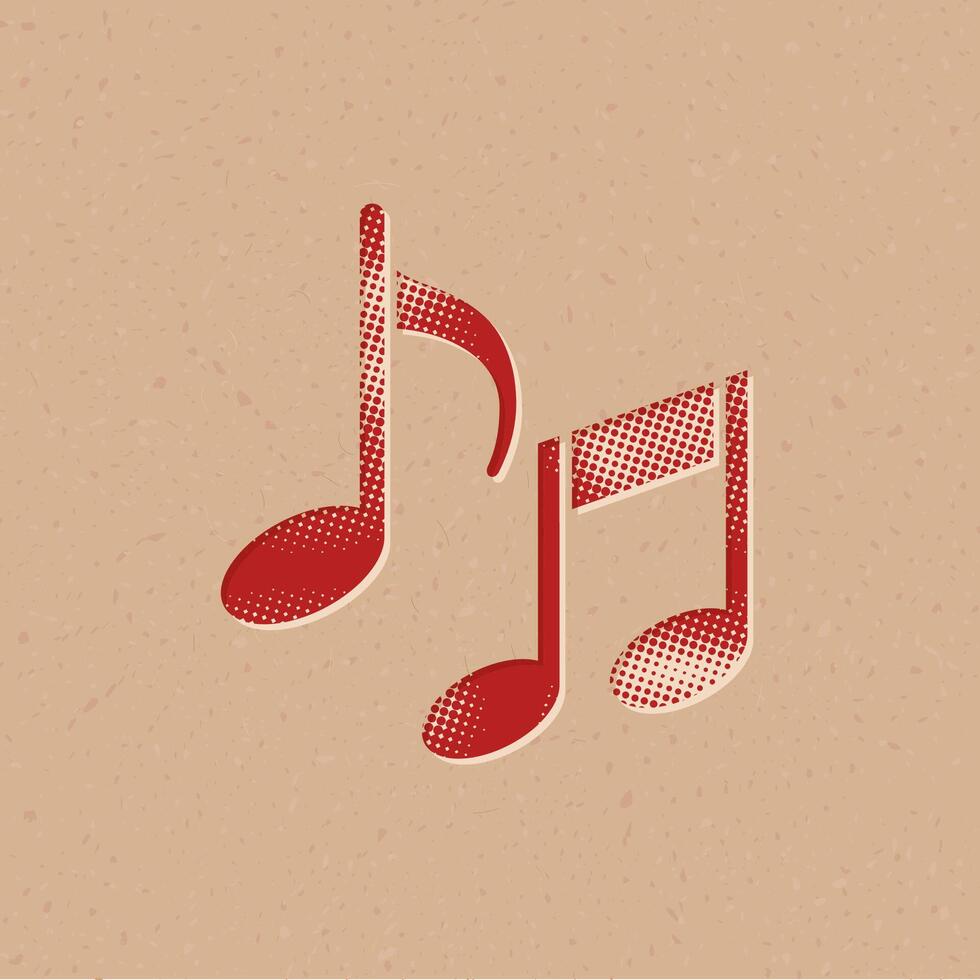 muziek- aantekeningen halftone stijl icoon met grunge achtergrond vector illustratie