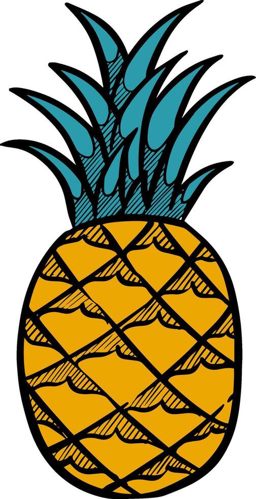 hand- getrokken ananas kleur vector illustratie