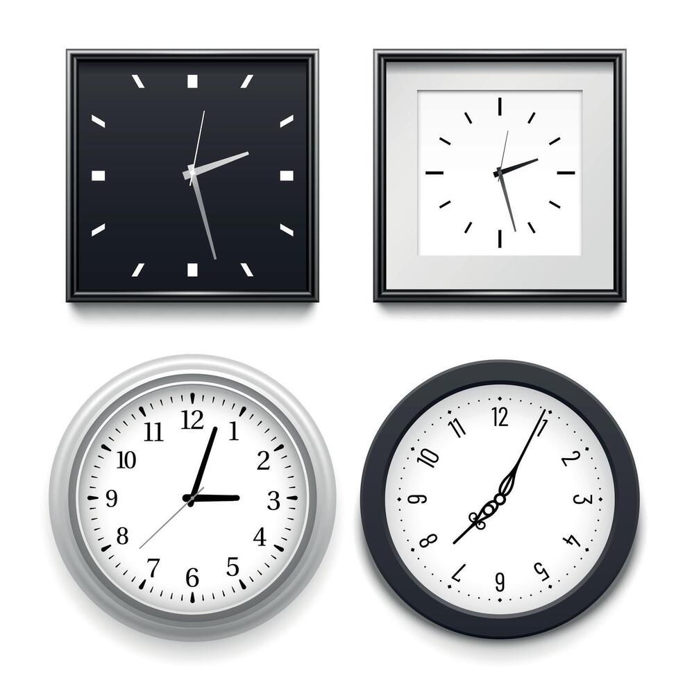realistisch klok voor muur interieur, klok gezicht verzameling vector