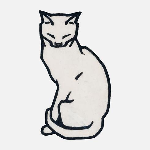 Zittende kat (1916) door Julie de Graag (1877-1924). Origineel van het Rijksmuseum. Digitaal verbeterd door rawpixel. vector