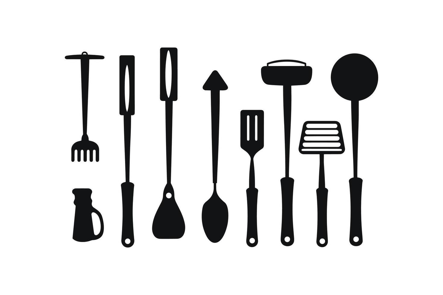silhouet van keuken gereedschap vector zwart elementen, nieuwe, creatief, restaurant gereedschap silhouet, vector medeplichtig hotel