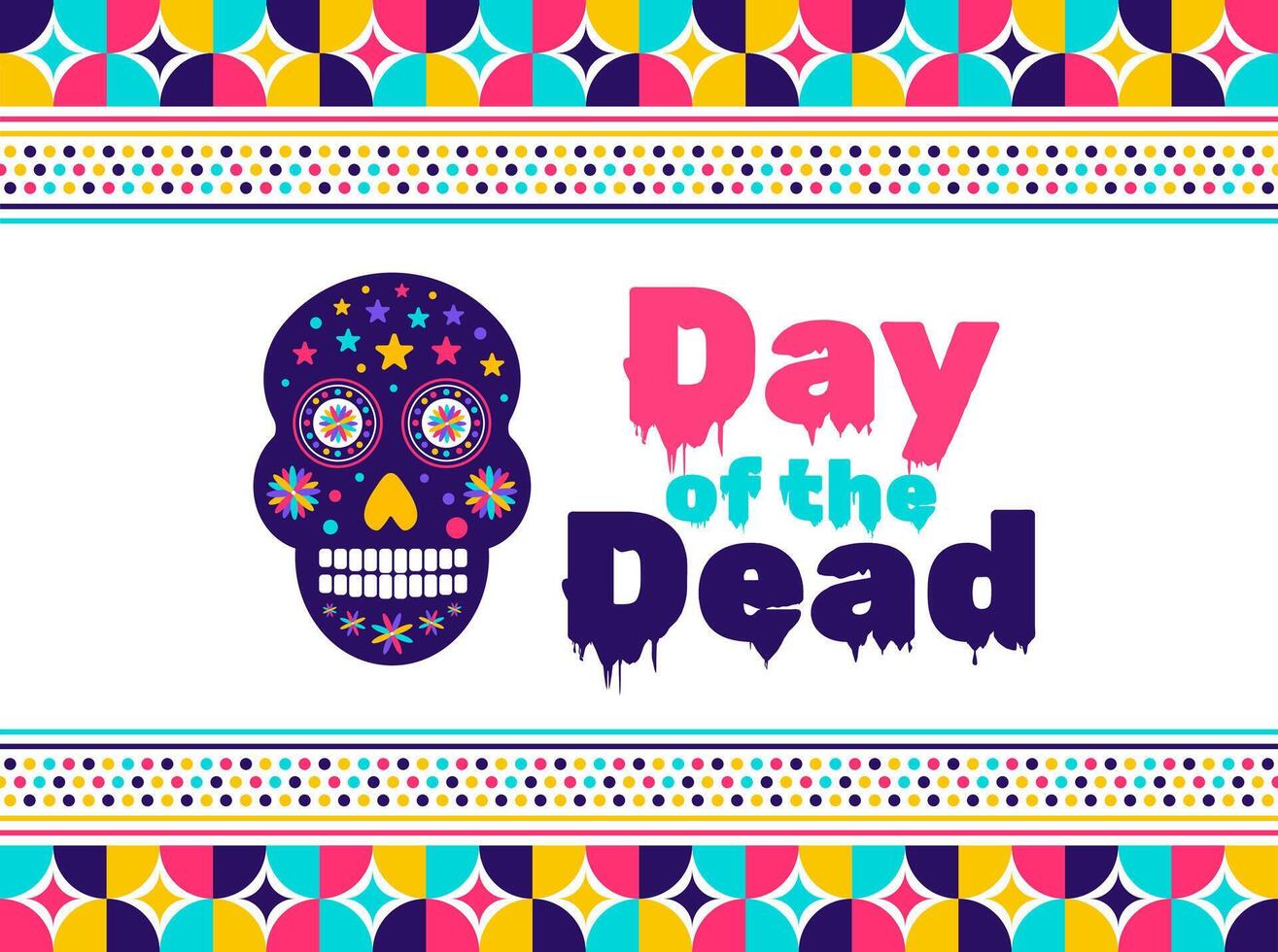 dag van de dood, dia de los muertos, dia de Muertos kleurrijk Mexicaans schedel kunst achtergrond ontwerp sjabloon. traditioneel Mexicaans vakantie poster, partij folder, groet kaart, banier en achtergrond. vector