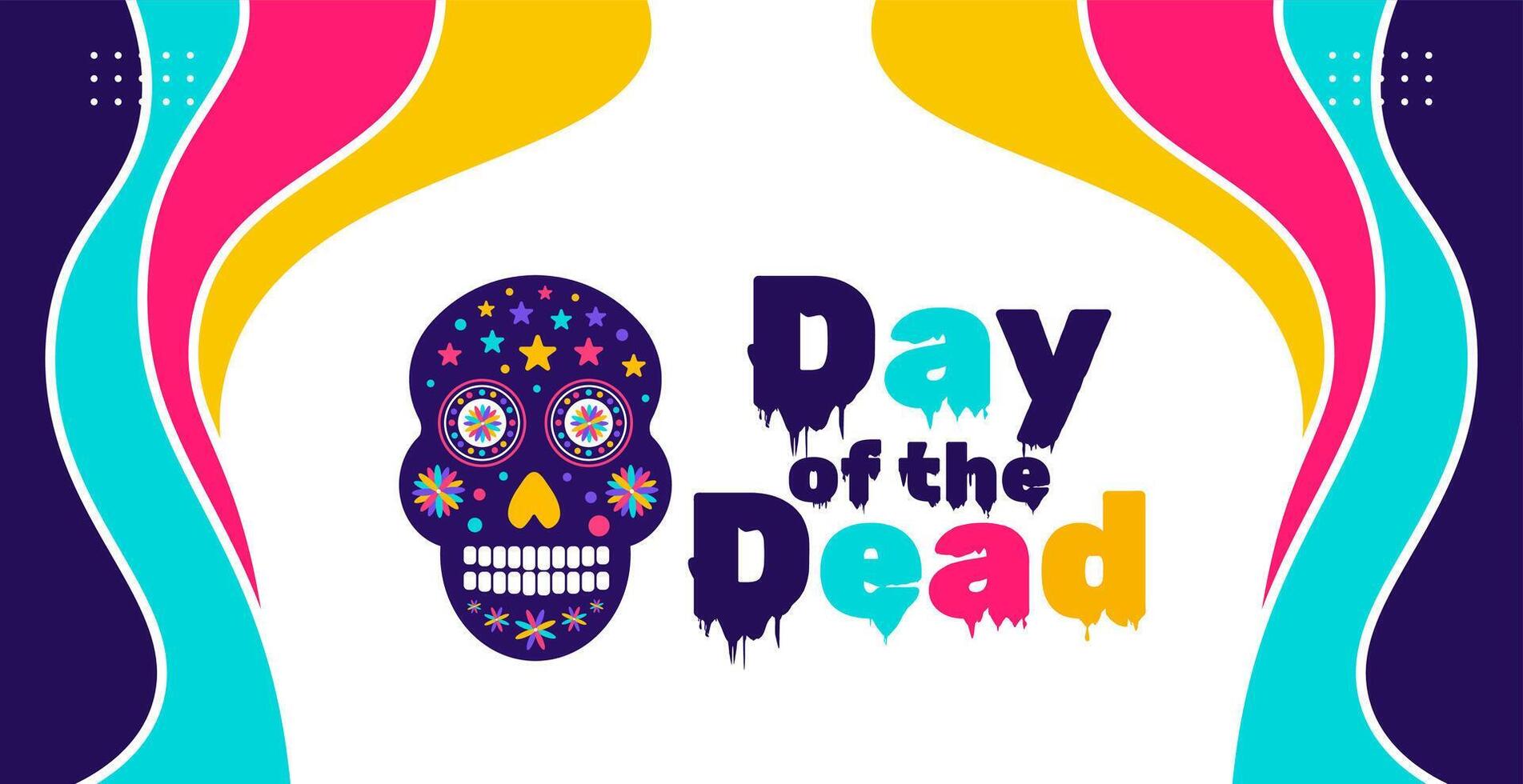 dag van de dood, dia de los muertos, dia de Muertos kleurrijk Mexicaans schedel kunst achtergrond ontwerp sjabloon. traditioneel Mexicaans vakantie poster, partij folder, groet kaart, banier en achtergrond. vector