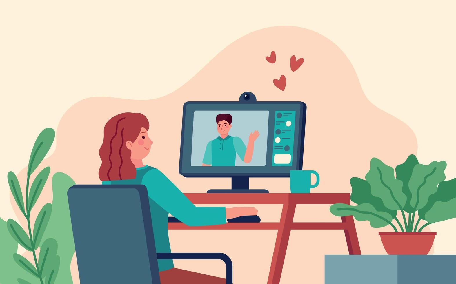 online onderhoud voor virtueel verhouding en dating app vector