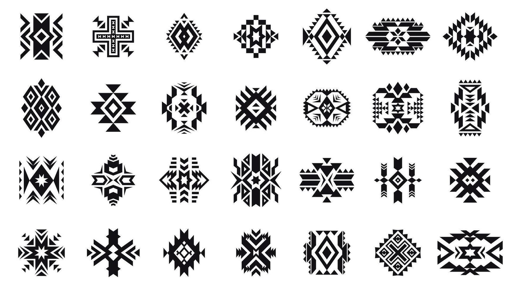 aztec tribal ornament. meetkundig etnisch motief elementen van inheems Amerikaans cultuur, oude Peru tribal traditioneel decoratief kunst emblemen. vector reeks