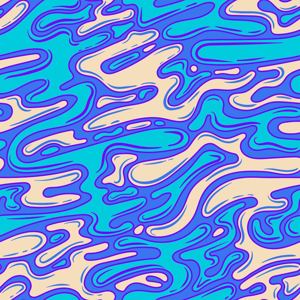 abstract illustratie van blauw vloeistof naadloos patroon vector