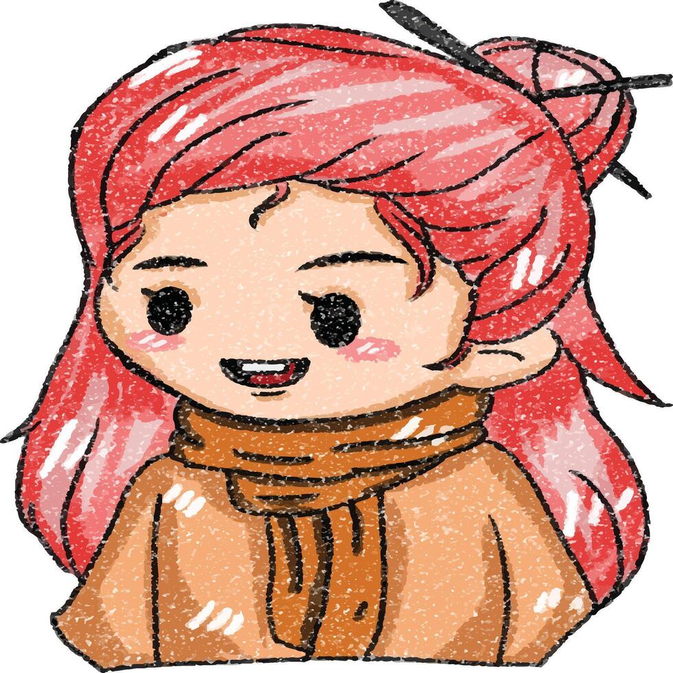 schattig meisje roze haar- avatar vector