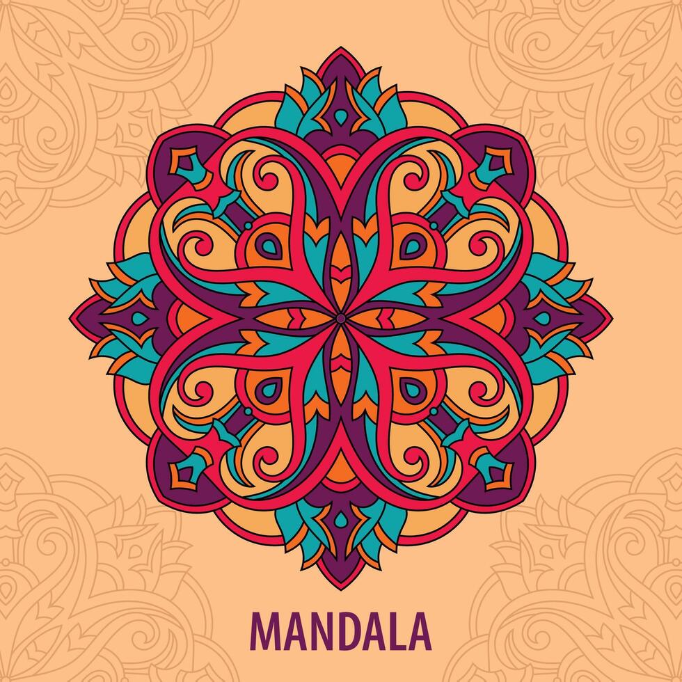 ronde kleurrijk mandala, bloemen vector illustratie
