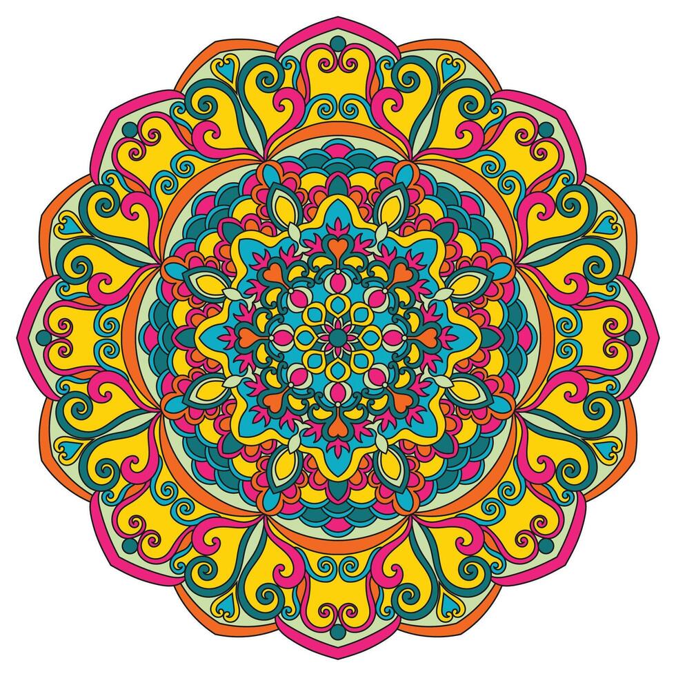 etnisch mandala met kleurrijk ornament voor kunst Aan de muur. kleding stof patroon. kaart getextureerde behang tegel stencil sticker en textiel. abstract illustratie vector