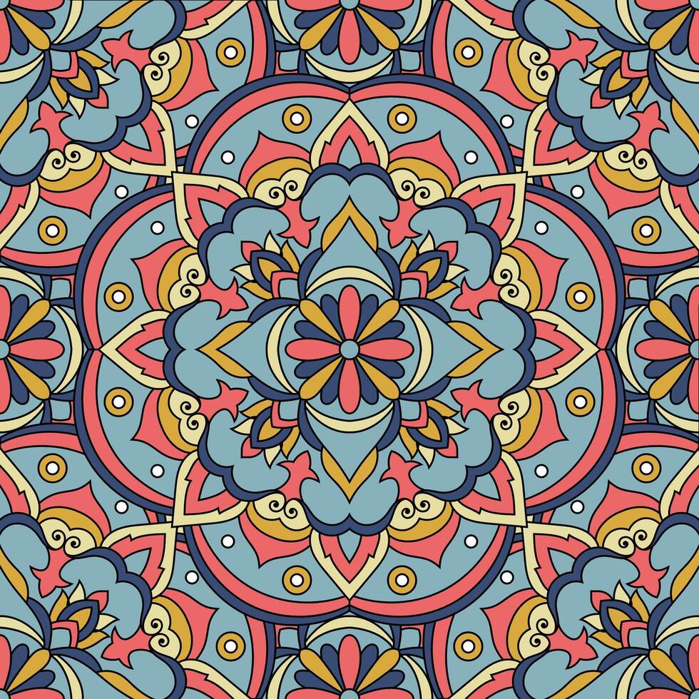 naadloos bloemen patroon met mandala vector illustratie