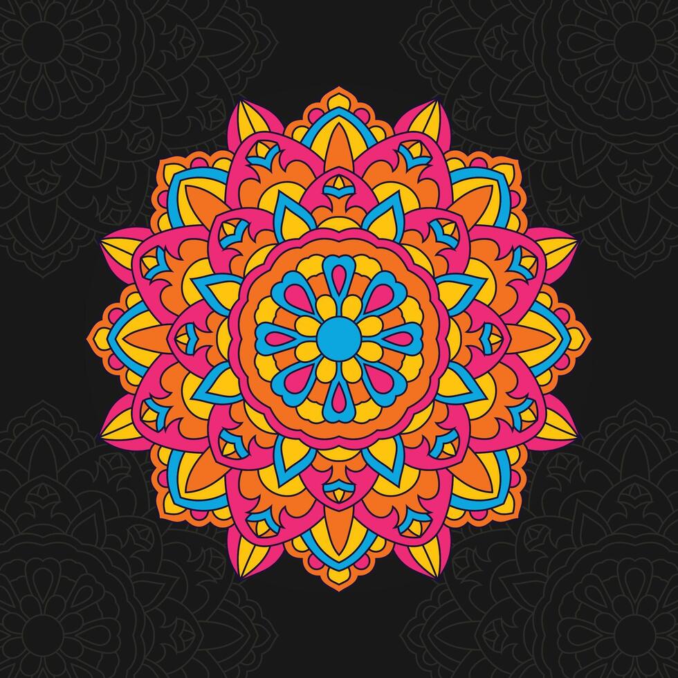 ornament kleur kaart met mandala. wijnoogst decoratief elementen. hand- getrokken achtergrond. logo. vector