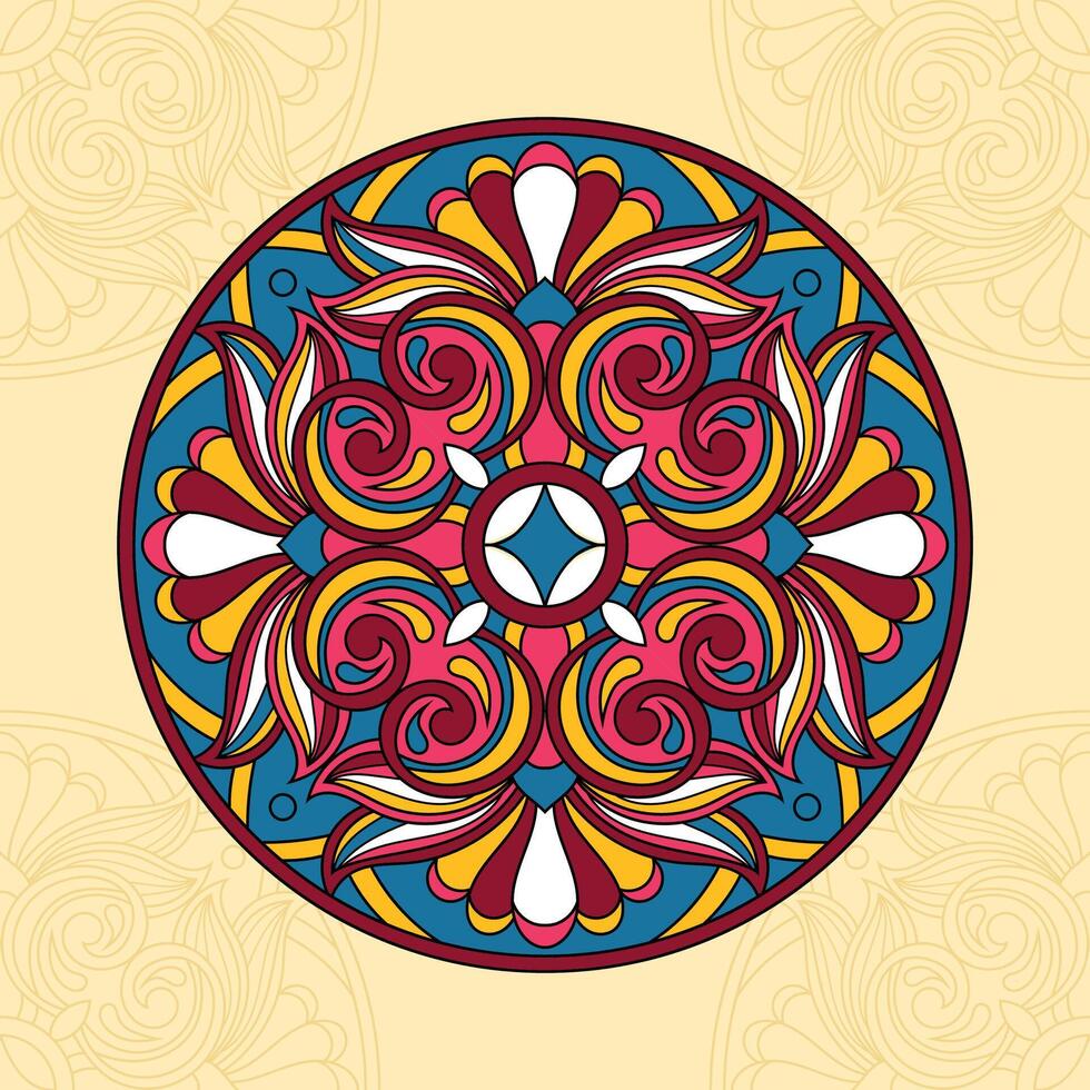 ornament mooi kaart met bloemen ronde kleurrijk mandala vector illustratie