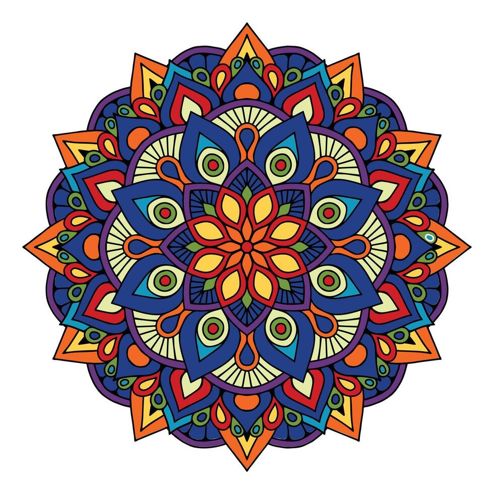 kleurrijk bloemen mandala vector illustratie geïsoleerd Aan wit achtergrond achtergrond