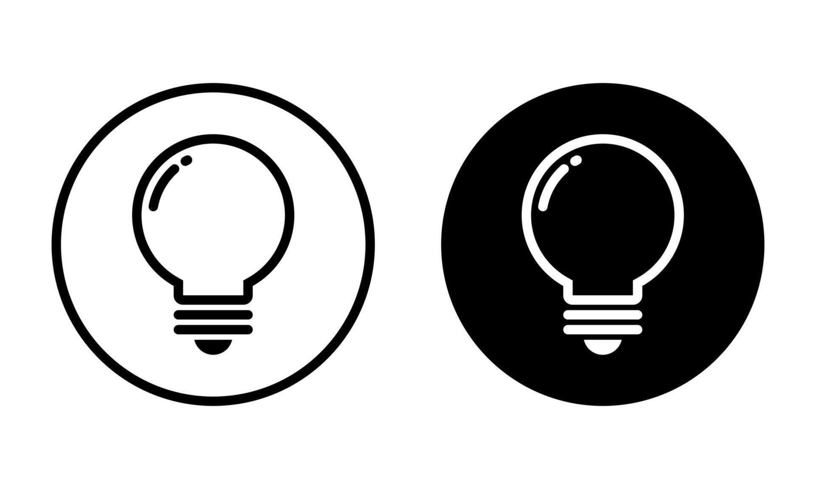 licht lamp lijn icoon vector Aan zwart cirkel. gloeilamp teken symbool