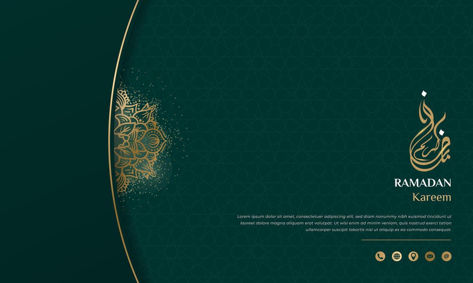 gemakkelijk groen achtergrond met goud lijn en mandala sier- ontwerp voor Ramadan kareem campagne. groen goud Islamitisch achtergrond ontwerp. Arabisch tekst gemeen is Ramadan kareem vector