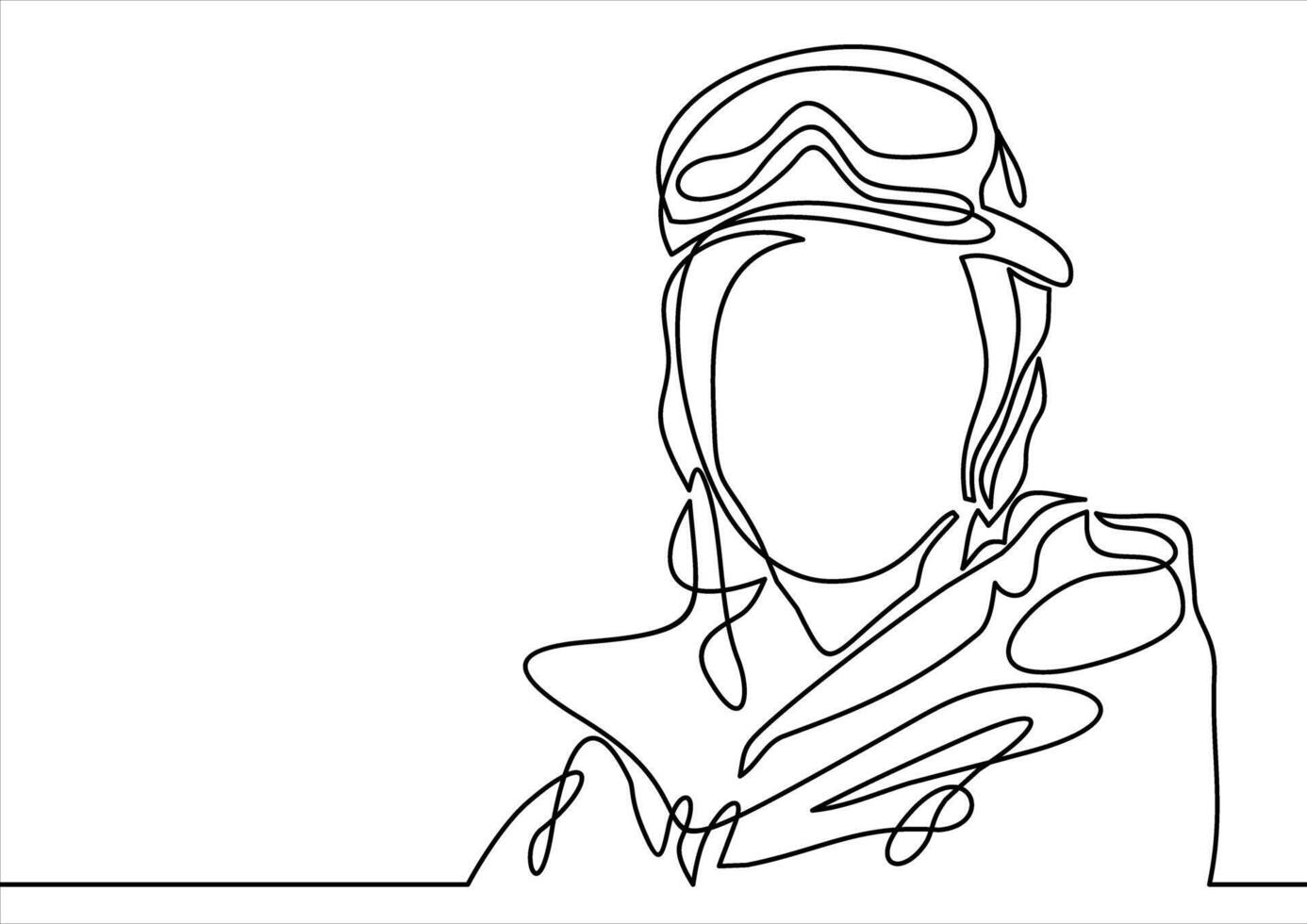 snowboarder hoofd- doorlopend lijn tekening vector