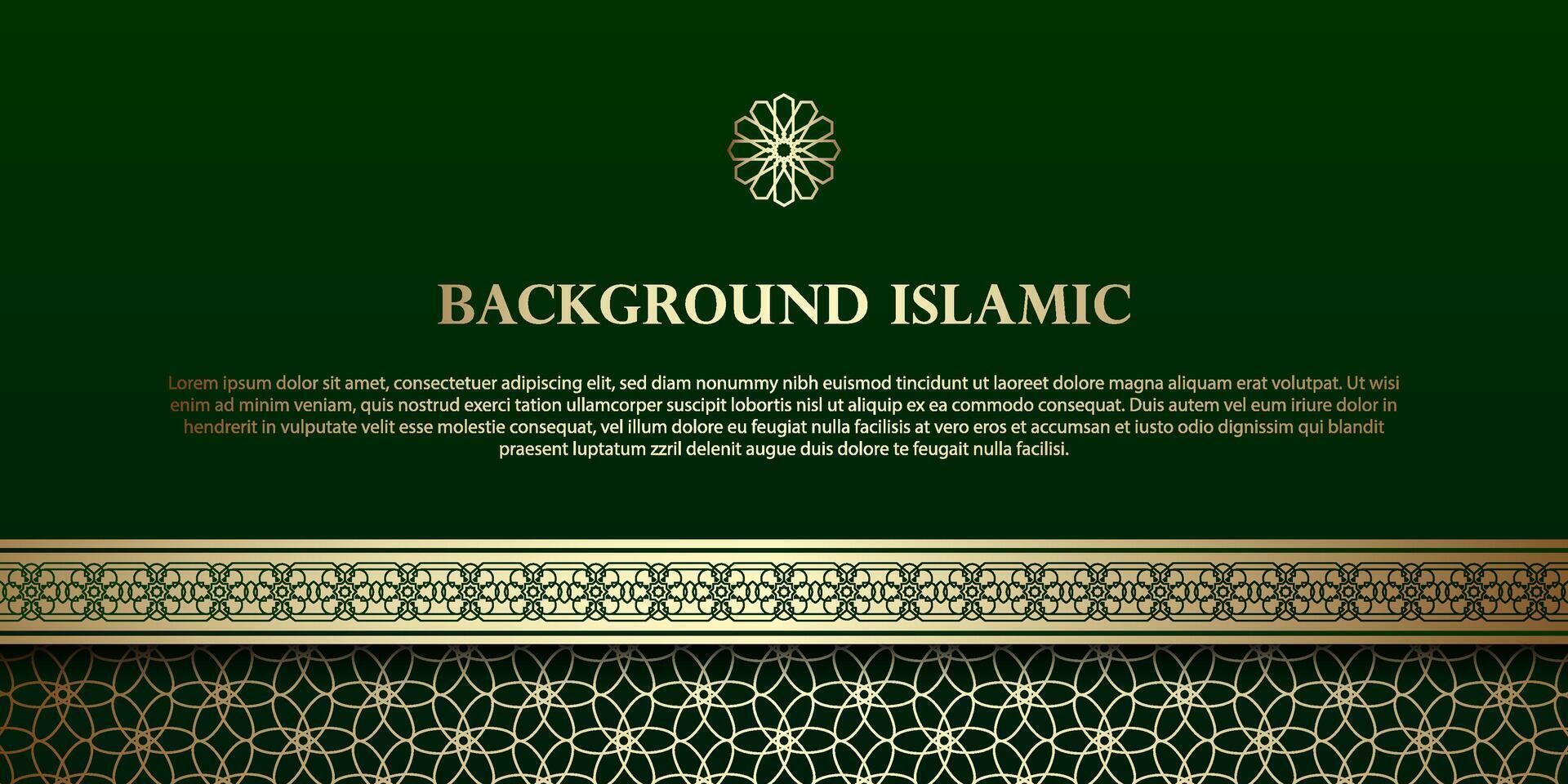 Islamitisch of Arabisch achtergrond. luxe goud en groen patroon kleur. extra elementen van Islamitisch thema ontwerp vector