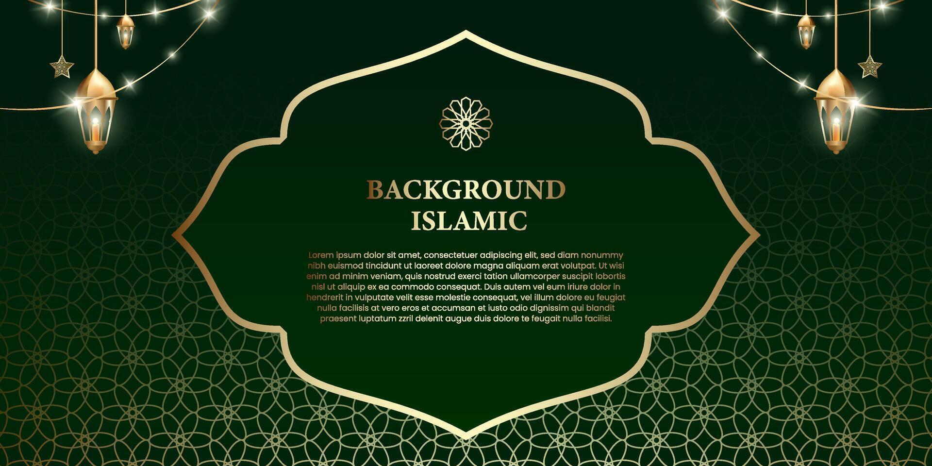 Islamitisch of Arabisch achtergrond. luxe goud en groen patroon kleur. extra elementen van Islamitisch thema ontwerp vector