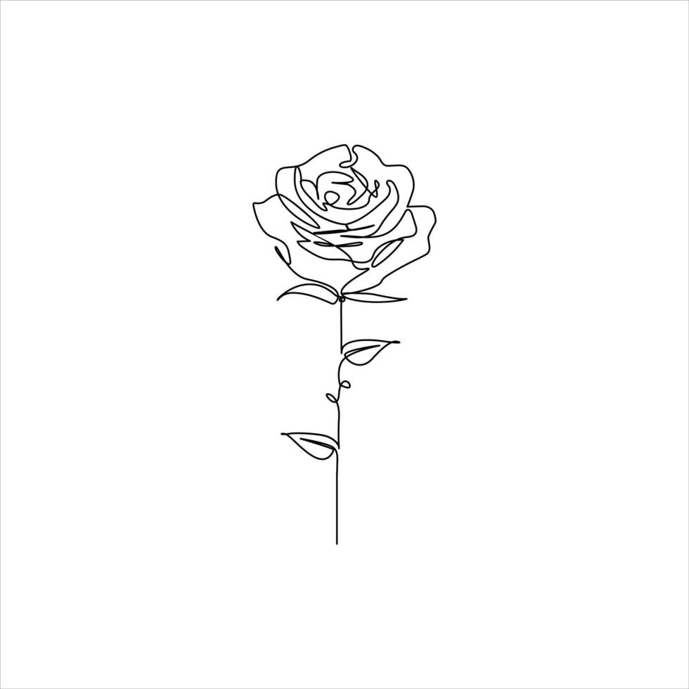 doorlopend lijn tekening van roos bloem vector illustratie hand- getrokken decoratief mooi ontwerp minimalistische