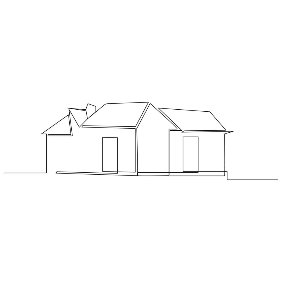 woon- privaat huis een doorlopend lijn tekening logo illustratie minimalistische pro vector