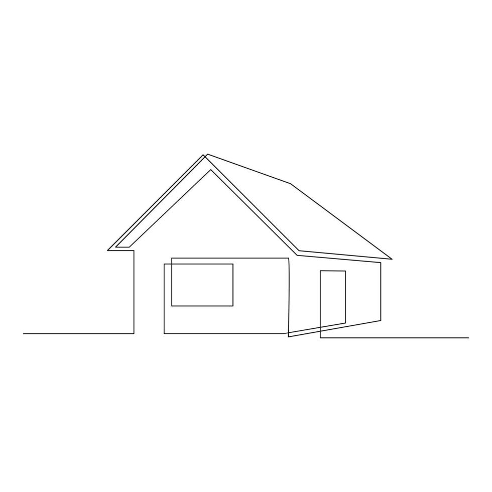 vector modern architectuur van huis een doorlopend lijn tekening geïsoleerd Aan wit achtergrond