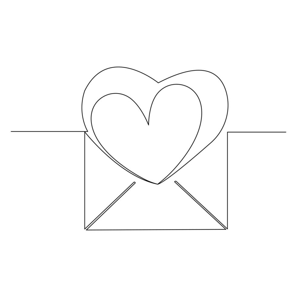 vector een lijn post- papier verzegeld Aan envelop met hart voorstel van liefde en verhouding