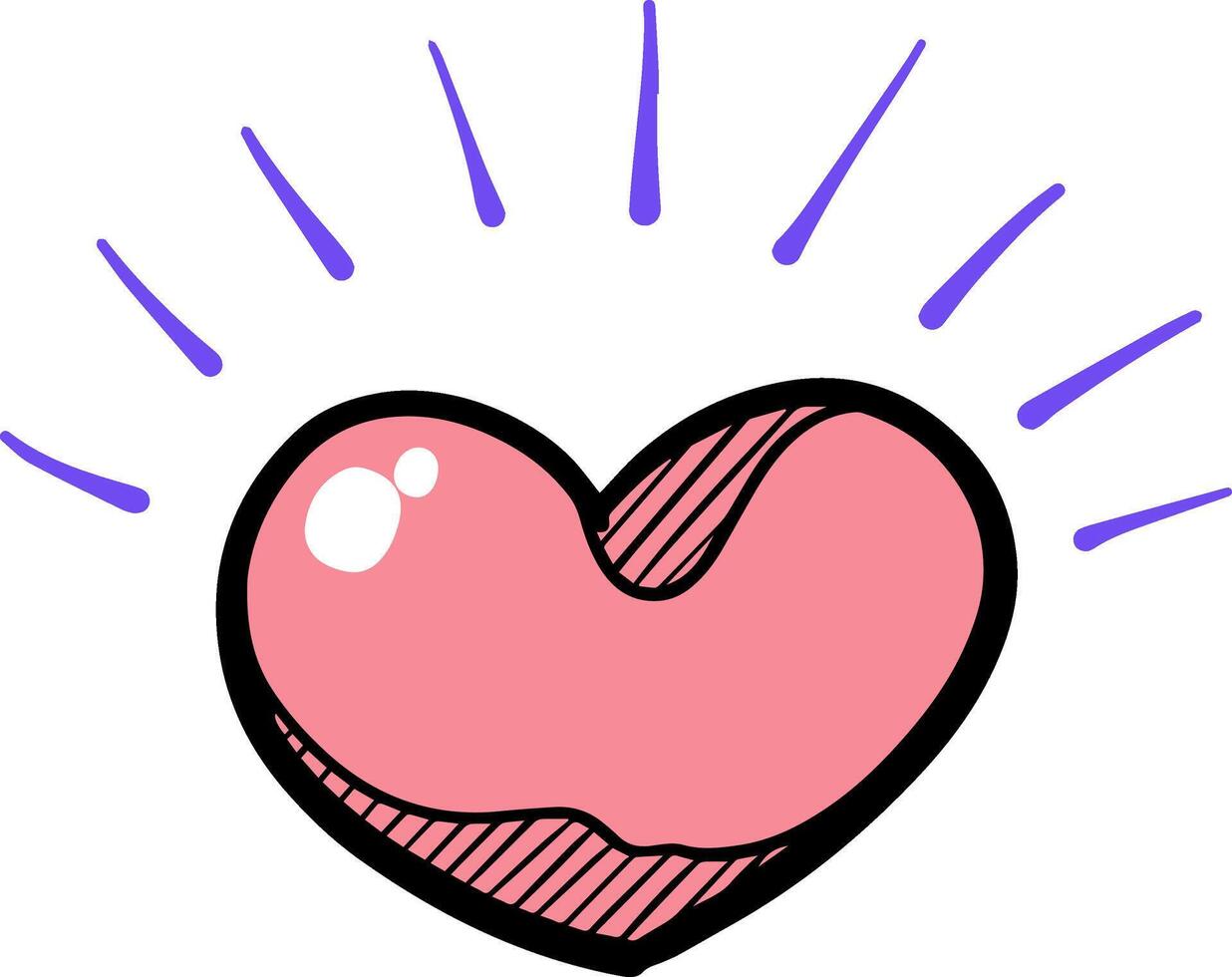 hand- getrokken hart vorm kleur vector illustratie