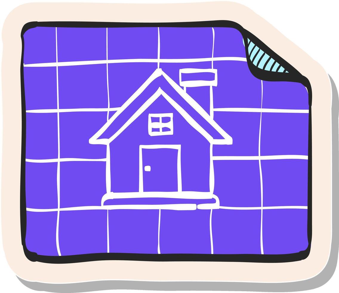 hand- getrokken blauwdruk icoon in sticker stijl vector illustratie