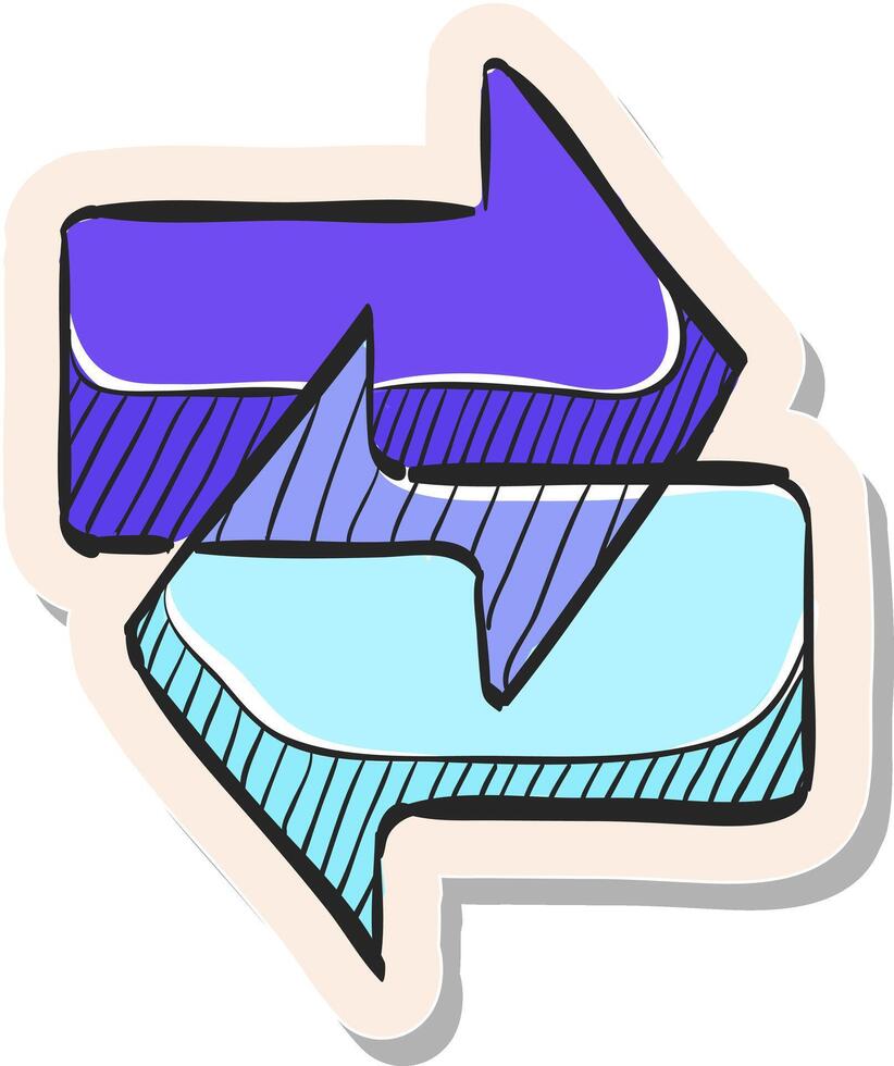 hand- getrokken pijlen icoon in sticker stijl vector illustratie