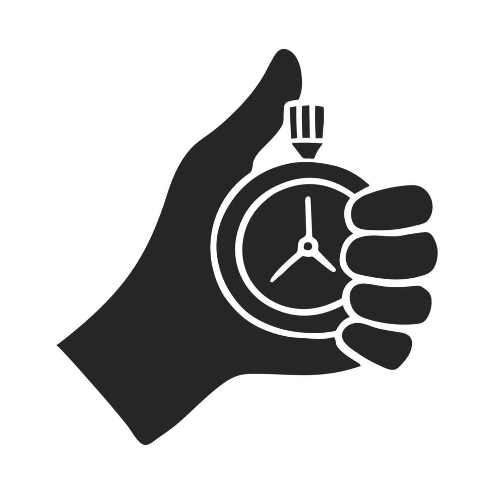 hand- getrokken hand- Holding stopwatch vector illustratie