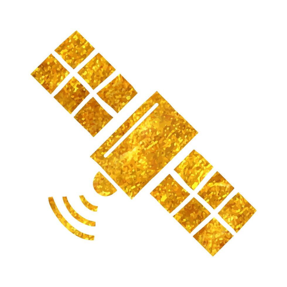 hand- getrokken satelliet ontvanger icoon in goud folie structuur vector illustratie