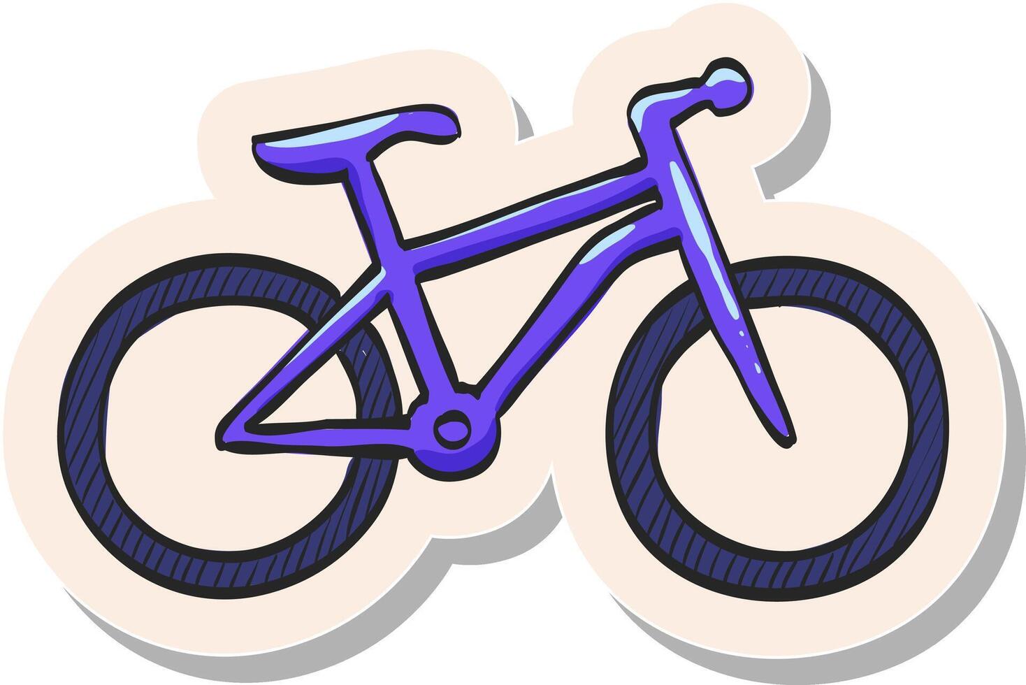 hand- getrokken berg fiets icoon in sticker stijl vector illustratie