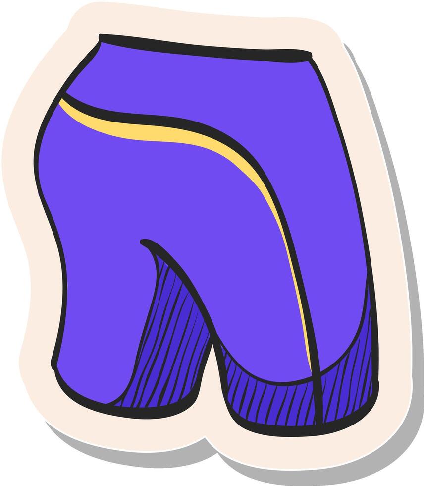 hand- getrokken wielersport broek icoon in sticker stijl vector illustratie