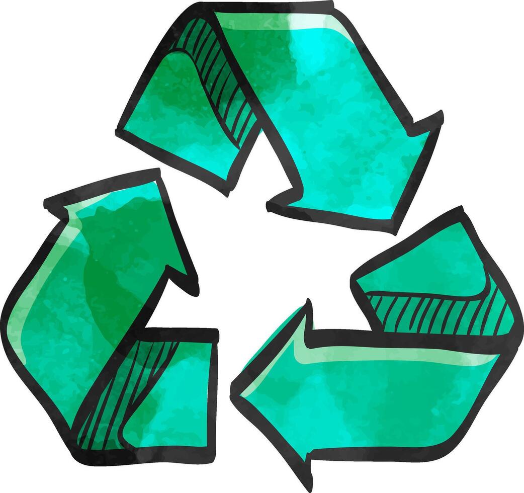 recycle symbool icoon in waterverf stijl. vector
