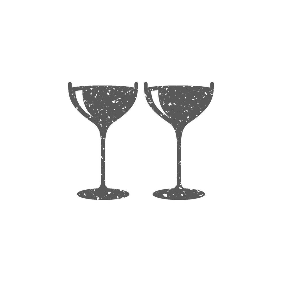 wijn glas icoon in grunge structuur vector illustratie