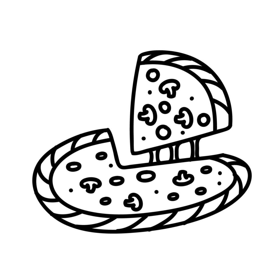 pizza icoon. hand- getrokken vector illustratie.